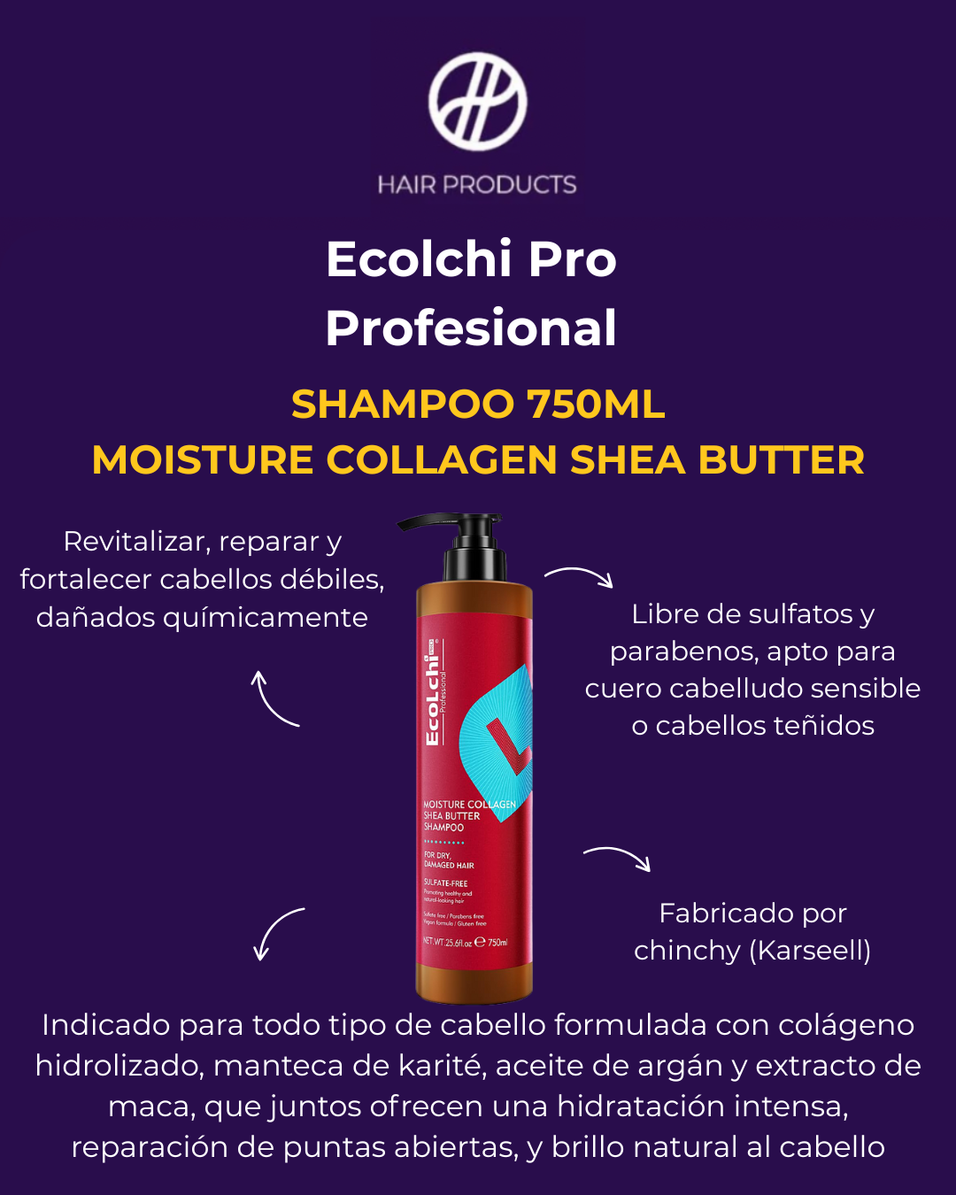 Shampoo de Collagen Ecolchi 750ml