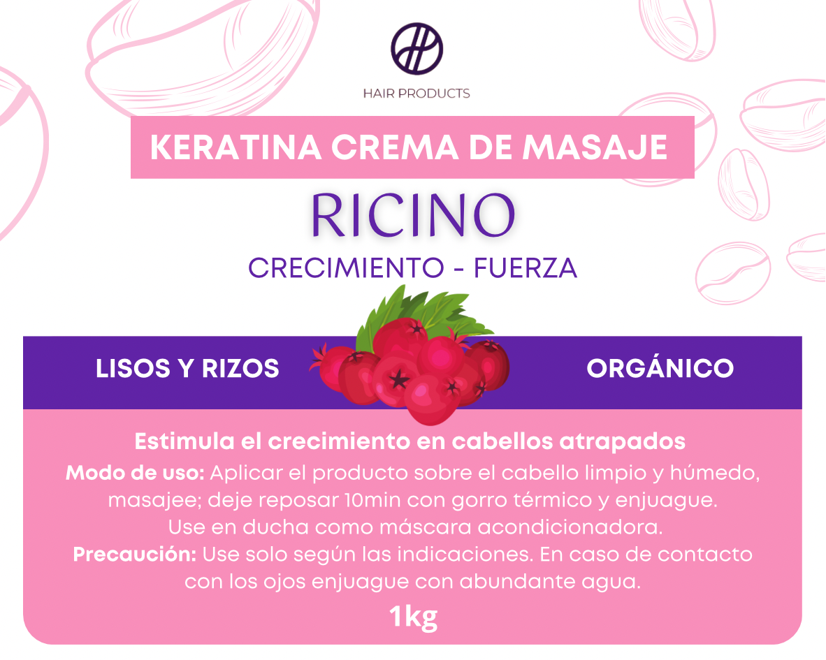 Keratina crema de masaje Ricino 1kg