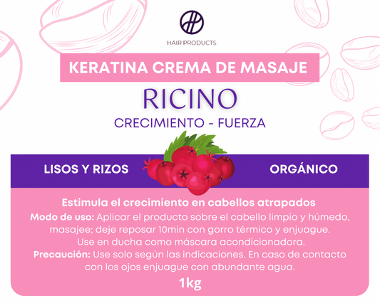 Keratina crema de masaje Ricino 1kg