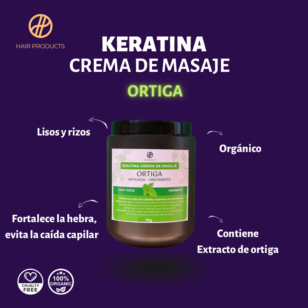 Keratina crema de masaje de Ortiga 1kg